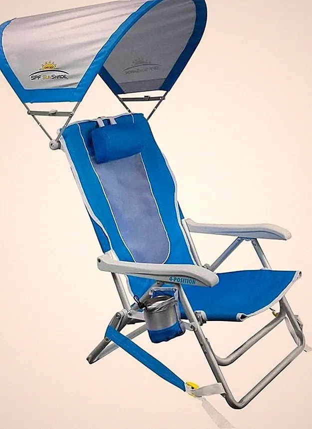 Backpack Beach Chair GCI Outdoor Reclining Canopy Blue