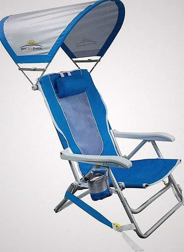 Backpack Beach Chair GCI Outdoor Reclining Canopy Blue
