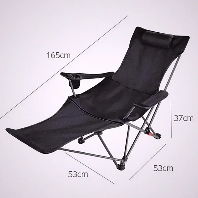 Folding Recliner Portable Camping Chair with Adjustable Backrest and Cotton-Fill