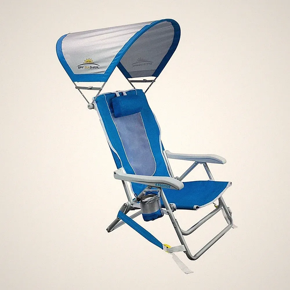 GCI Outdoor Sunshade Backpack Beach Chair | Reclining Folding Canopy Chair with