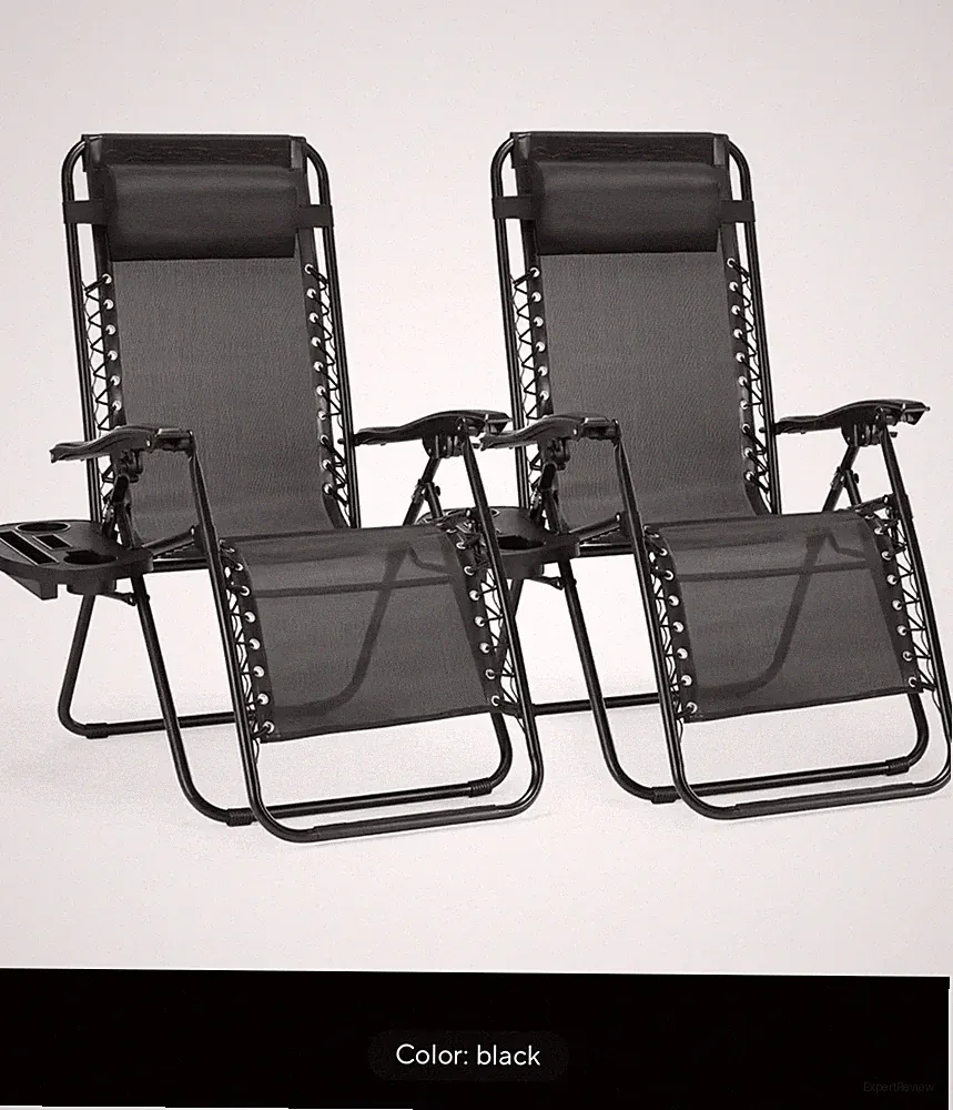 Zero Gravity Set of 2 Portable Recliner Camping Patio Outdoor Garden Lounge